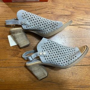 Barbara Barbieri Grey Italian Suede Peep Toe Heels